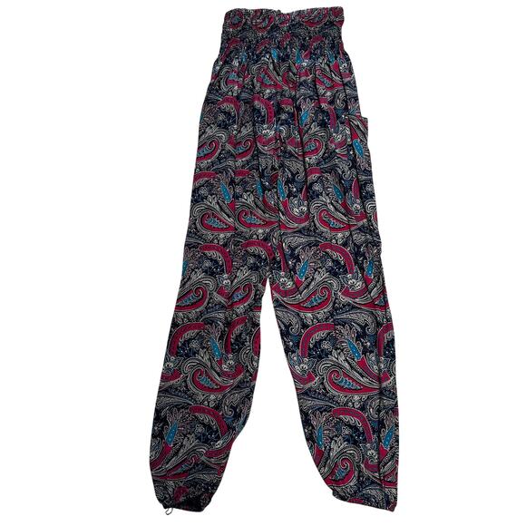 Vintage Boho Paisley Smocked Waist Pants Size M - Picture 2 of 5